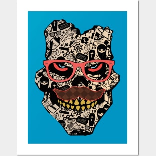 Mustache Skull Posters and Art